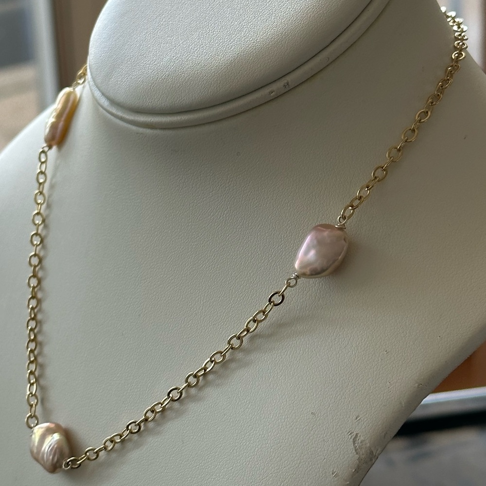 NATURAL Keshi PINK Pearl Necklace - 19 1/2 Inches - Fully Adjustable